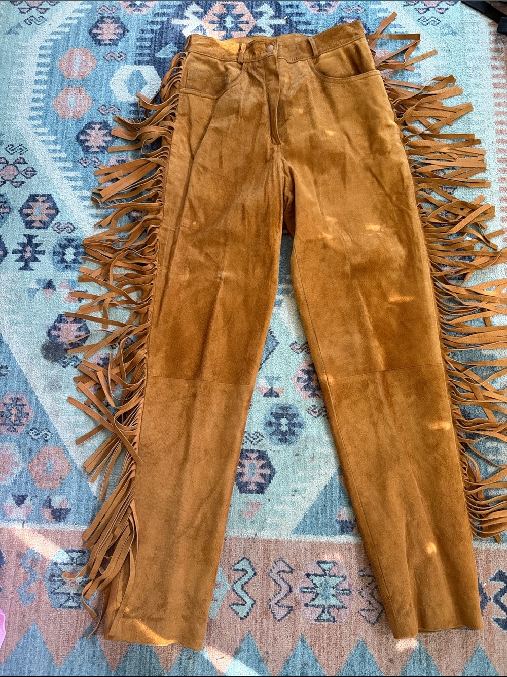 Vintage West Bay Sport Fringe Suede Pants